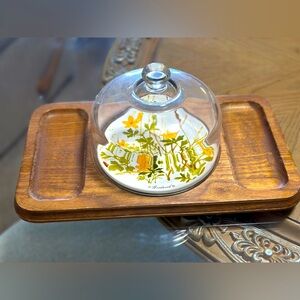 RARE FIND 1970’s Goodwood Cheese and Cracker Tray with Glass Dome